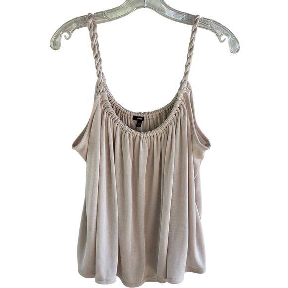 NEW Express Knit Camisole L Braided Straps Beige - Picture 2 of 7